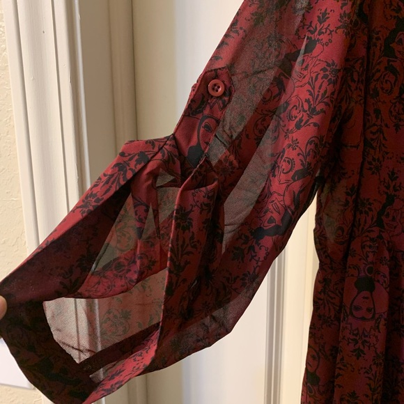 NWT Torrid Disney Villains Burgundy Chiffon Shirtdress Dress, size 4X - Picture 6 of 11